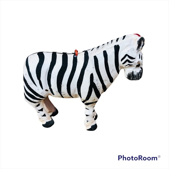 Vintage Hand crafted Felted and Wood Toy Animal Ornaments Bundle Elephant Zebra - Picture 6 of 10